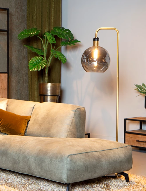 Lucide JULIUS - Floor lamp - Ø 28 cm - 1xE27 - Smoke Grey - atmosphere 1